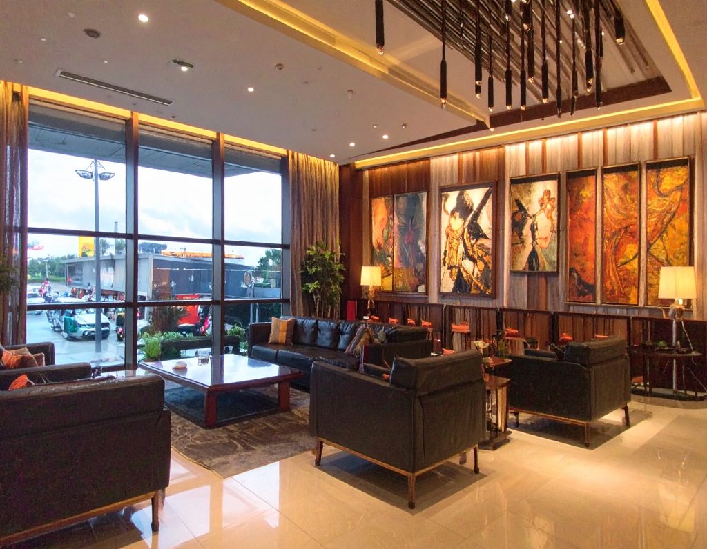 Luxury seating area at Plaza Premium Lounge in Kuala Lumpur International Airport.