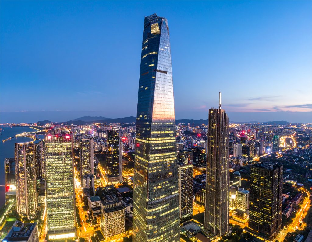View of Ho Chi Minh City skyline from Saigon Skydeck at Bitexco Financial Tower