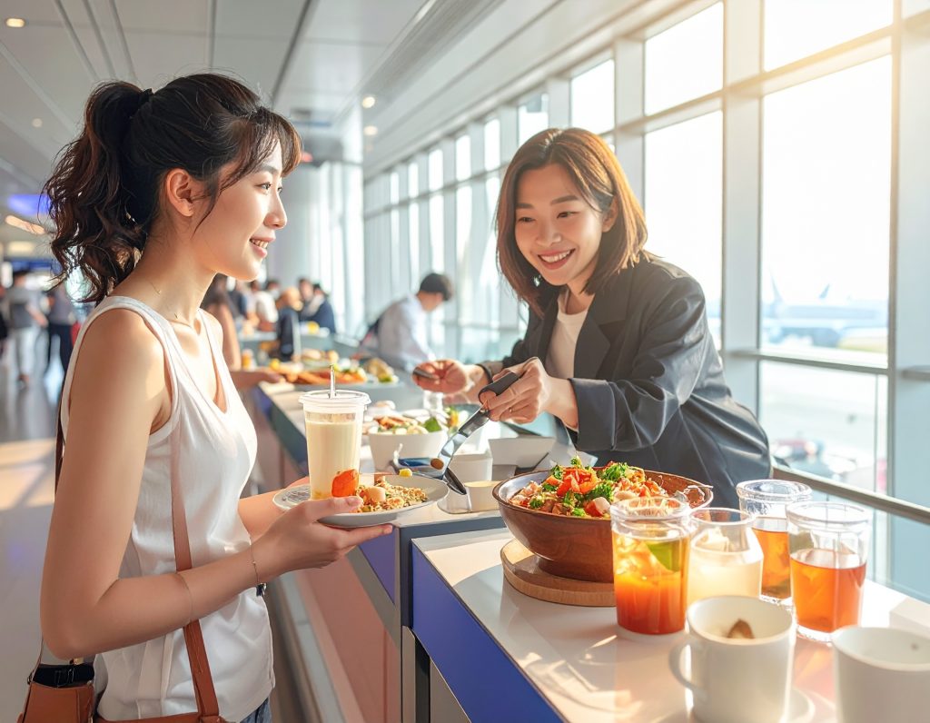 Interior of Plaza Premium Lounge at Singapore Changi Airport with seating and amenities.