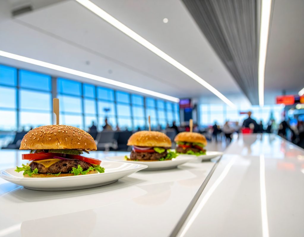 Burger King fast food counter at an airport.
