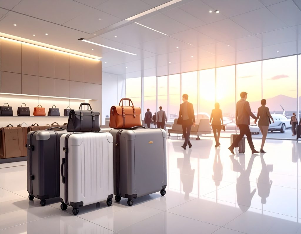 Duty-Free Luxury Louis Vuitton store inside international airport.