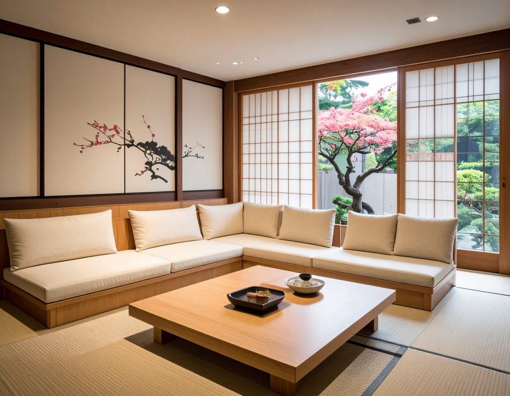ANA Suite Lounge interior at Tokyo Haneda Airport with serene Japanese-inspired design.