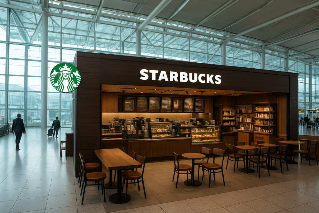Starbucks at Tokyo Haneda Airport serving matcha drinks.
