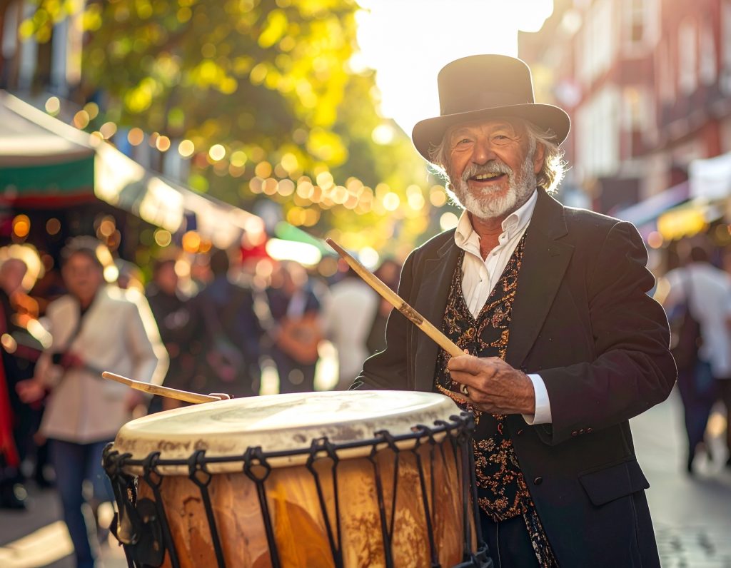 Street performers entertaining visitors at Covent Garden.