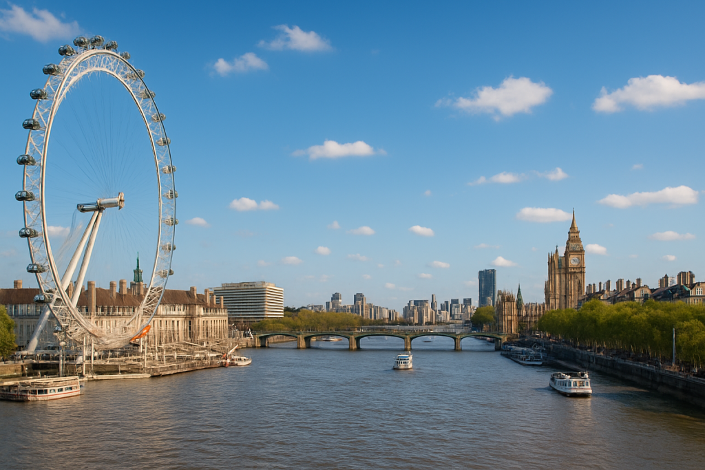 London Eye observation wheel over the Thames.