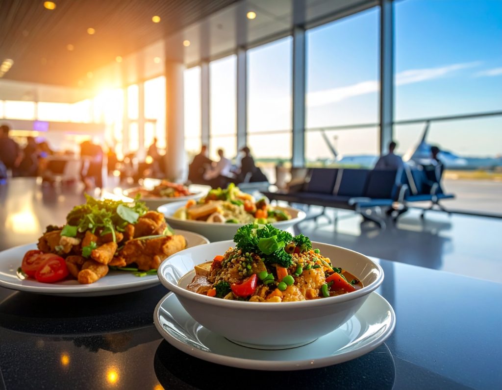 Dining options at Bangkok Suvarnabhumi Airport.