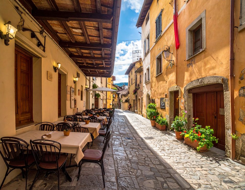 Rijeka Korzo Street with historic buildings and cafes.