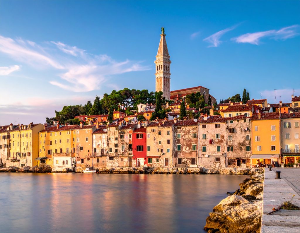 St. Euphemia Church and coastal promenade in Rovinj.