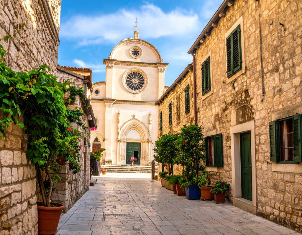 St. James Cathedral and medieval streets in Šibenik.
