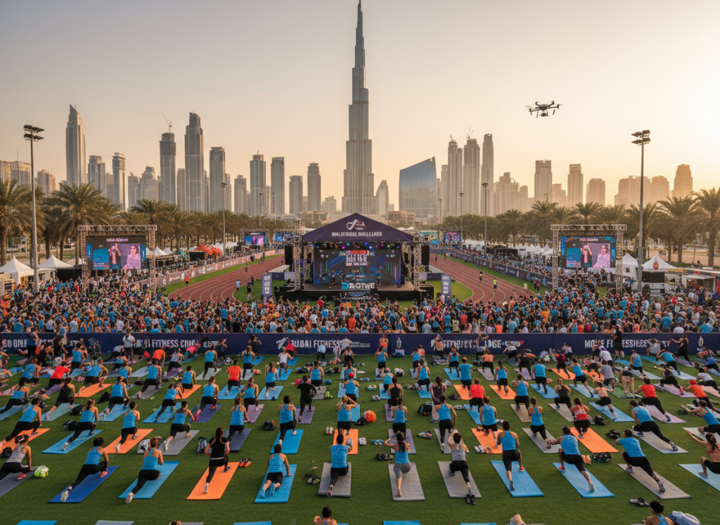 Participants spinning at ZETA Seventy Seven in Dubai's exclusive fitness event.