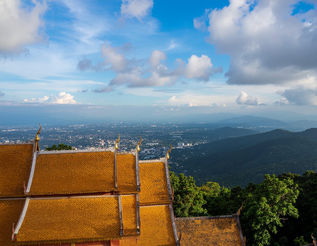 Doi Suthep temple overlooking Chiang Mai city.