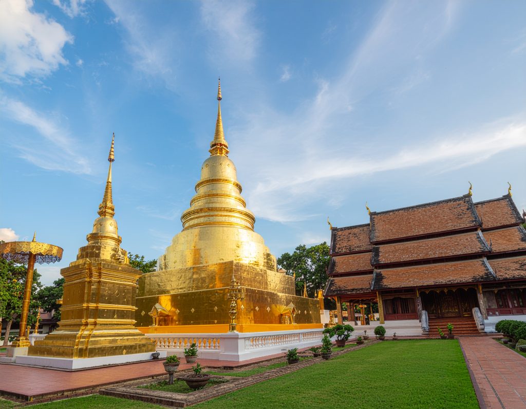 Golden spires of Wat Phra Singh in Chiang Mai.