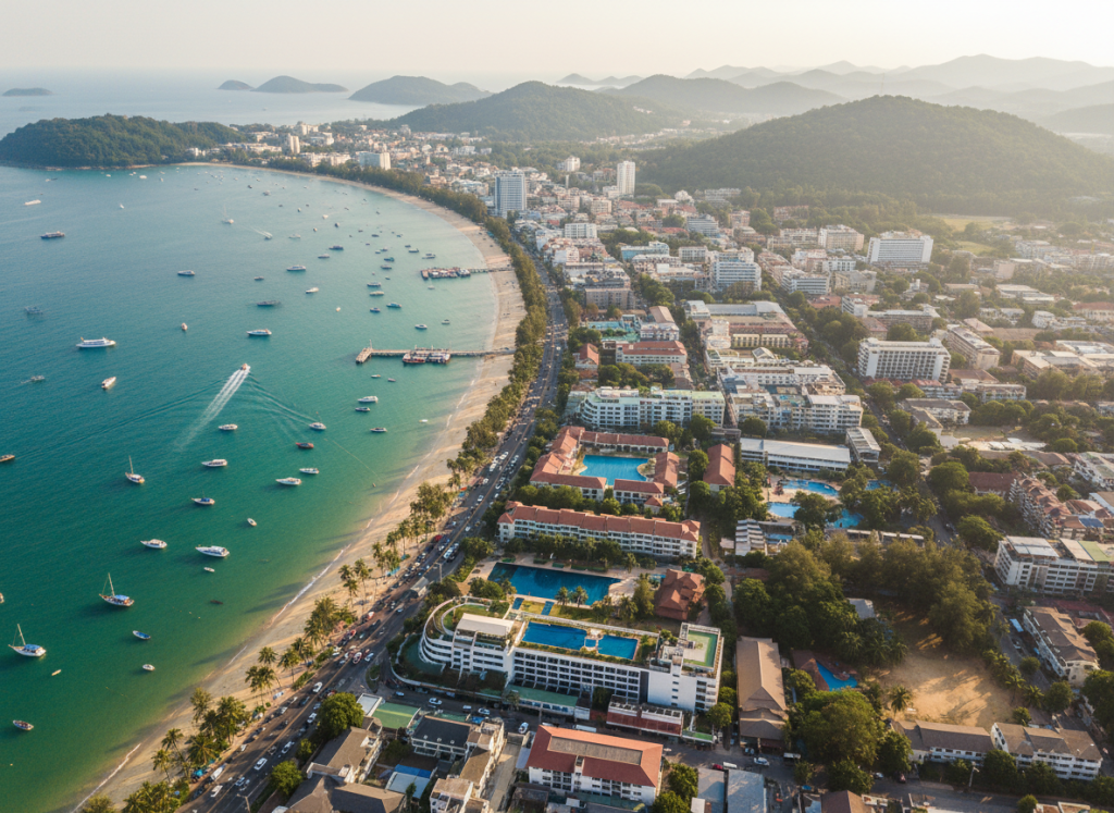 Golden sand beaches and clear waters along Phuket’s coastline.