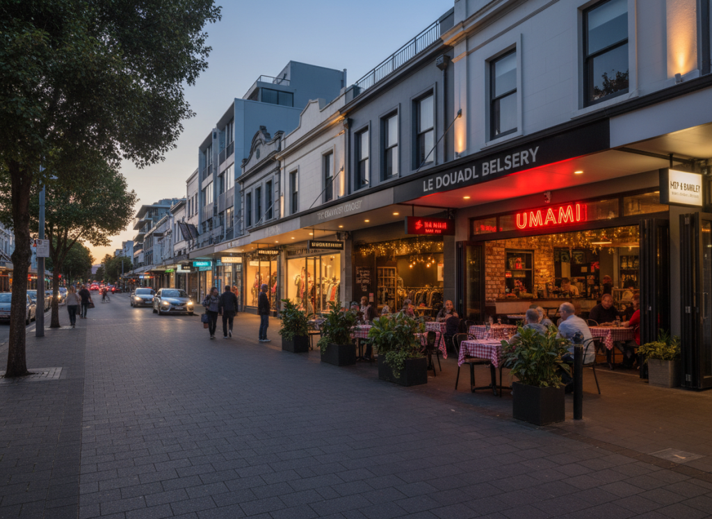 Ponsonby neighbourhood in Auckland with cafés, shops, and dining.