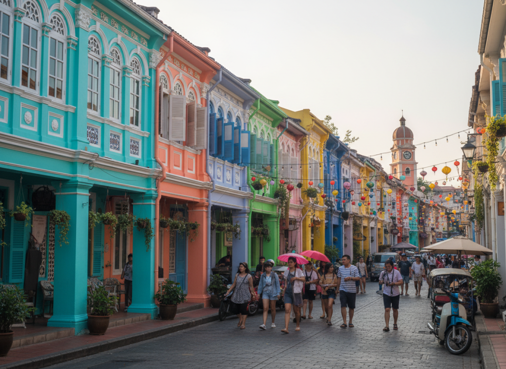 Colourful Sino-Portuguese architecture in Phuket Old Town.