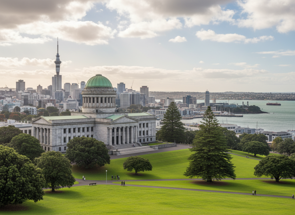Auckland War Memorial Museum located in the Auckland Domain.