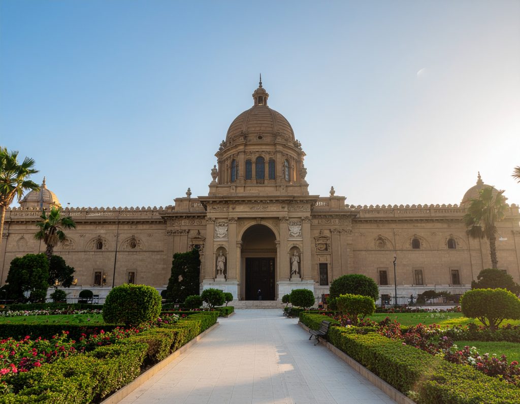 Exterior view of the Egyptian Museum in central Cairo.