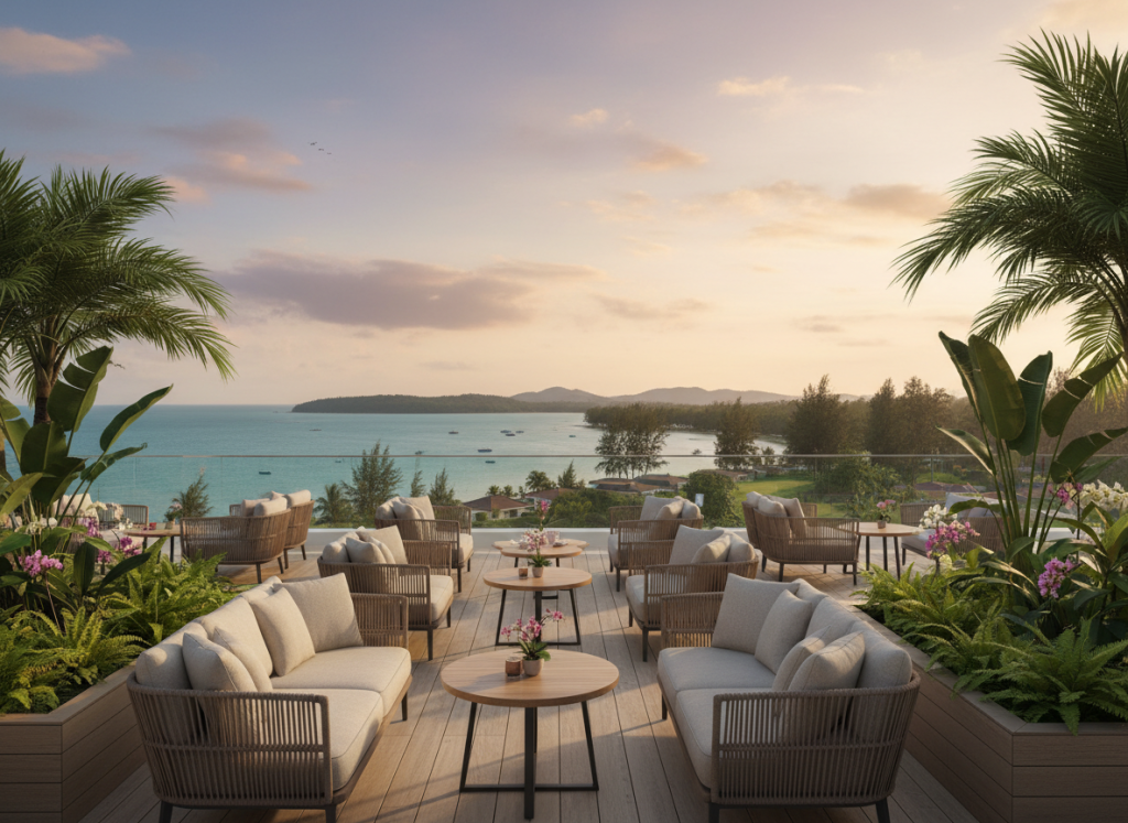 Rooftop terrace at Changi Cove offering tranquil views
