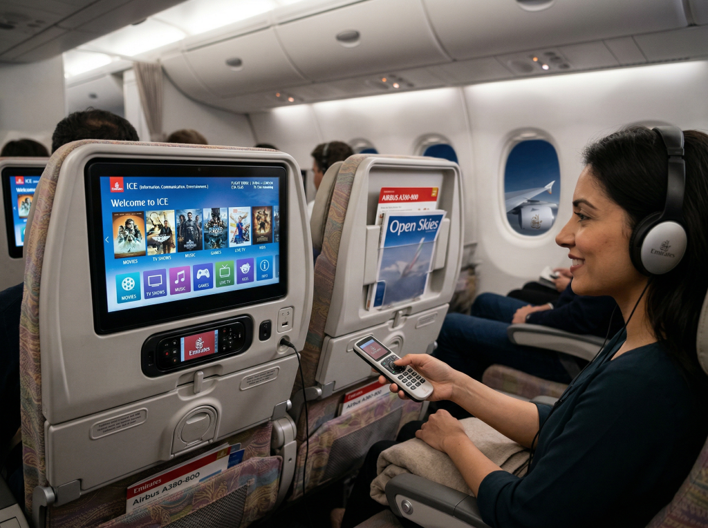 Emirates ICE inflight entertainment system on Airbus A380
