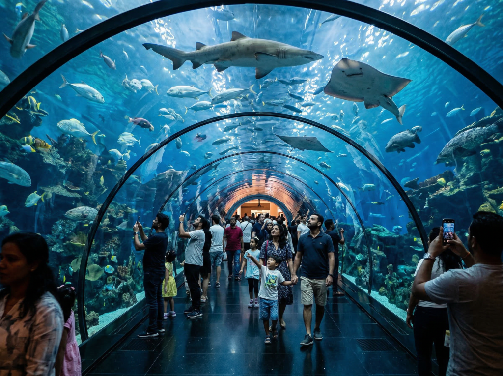 Dubai Aquarium tunnel inside Dubai Mall
