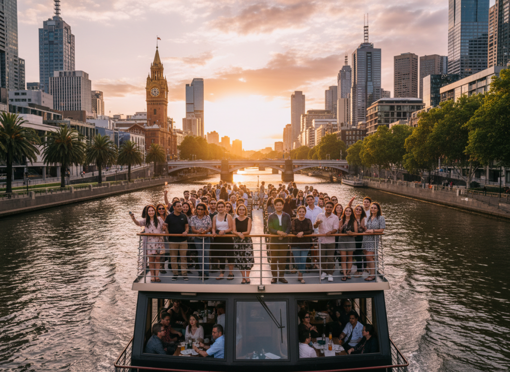 Passengers enjoying Yarra River cruise in Melbourne
