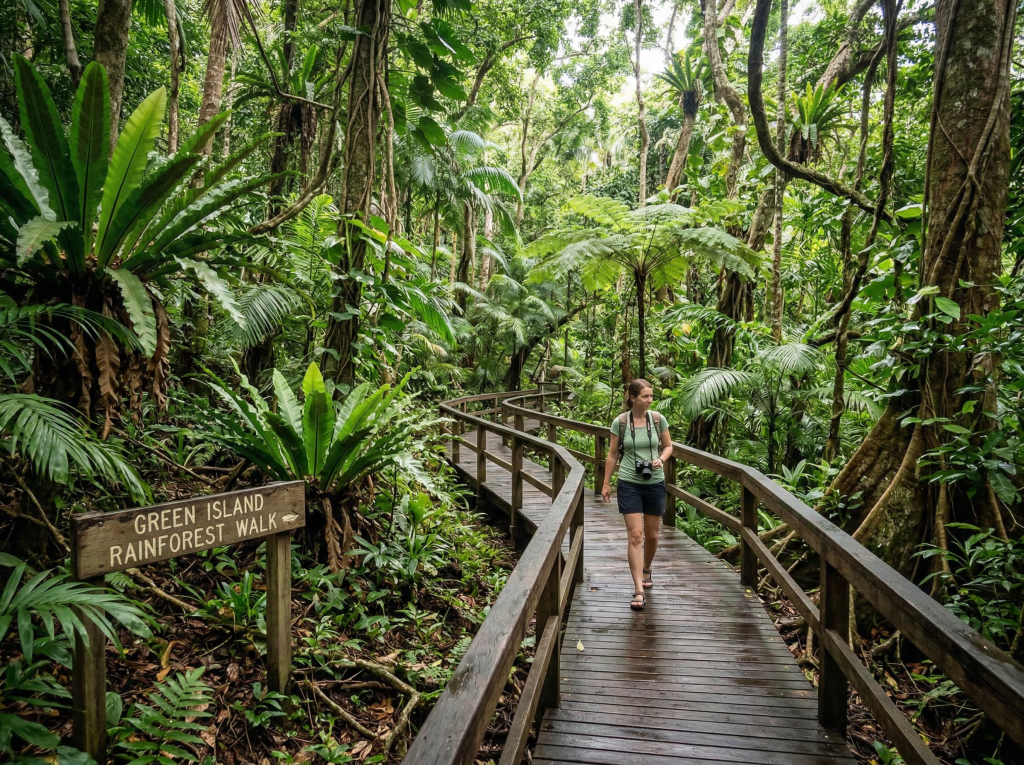 Rainforest walking trail on Green Island
